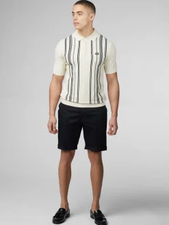 Ben Sherman Sweaters & Knits^B By Crinkle Cotton Stripe Polo - Ivory