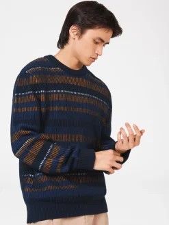 Ben Sherman Sweaters & Knits^B By Stripe Knit Sweater Dark Navy
