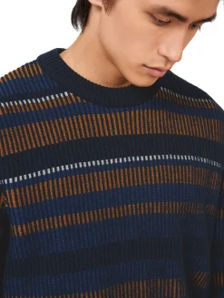 Ben Sherman Sweaters & Knits^B By Stripe Knit Sweater Dark Navy