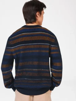 Ben Sherman Sweaters & Knits^B By Stripe Knit Sweater Dark Navy
