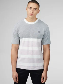 Ben Sherman T-Shirts & Tees^B By Textured Block Stripe Tee - Dark Navy