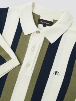 Ben Sherman Sweaters & Knits^B By Vertical Stripe Knit Polo Ivory