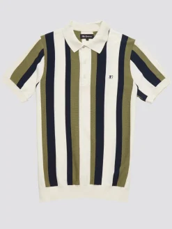 Ben Sherman Sweaters & Knits^B By Vertical Stripe Knit Polo Ivory