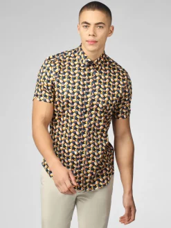 Ben Sherman Shirts^Bahaus Geo Print Shirt - Midnight