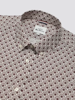 Ben Sherman Shirts^Block Geo Print Shirt - Dark Red
