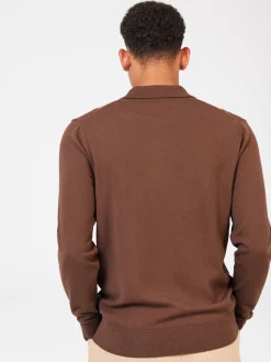 Ben Sherman Sweaters & Knits^Block Stripe Merino Knit Polo - Chocolate