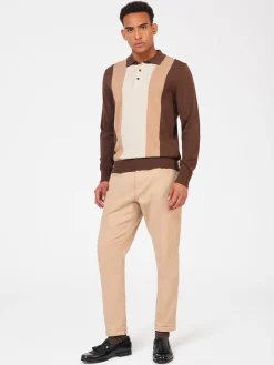 Ben Sherman Sweaters & Knits^Block Stripe Merino Knit Polo - Chocolate