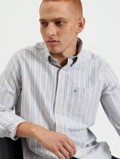 Ben Sherman Shirts^Brighton Oxford Organic Shirt - Collegiate Stripe Collegiate Blue Multi Stripe