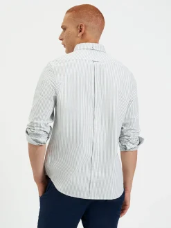 Ben Sherman Shirts^Brighton Oxford Organic Stripe Shirt - Forest Green Bengal Stripe