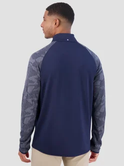 Ben Sherman Outerwear & Jackets^Camo Jacquard Sleeve Quarter Zip - Navy