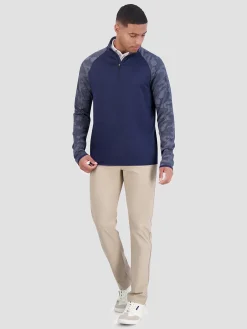 Ben Sherman Outerwear & Jackets^Camo Jacquard Sleeve Quarter Zip - Navy