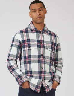 Ben Sherman Outerwear & Jackets^Casual Twill Plaid Workwear Shirt Jacket White