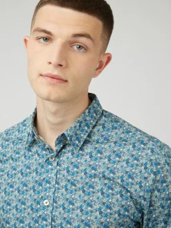Ben Sherman Shirts^Floral Print Long-Sleeve Shirt - Blue Blue Shadow