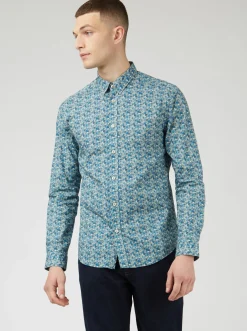 Ben Sherman Shirts^Floral Print Long-Sleeve Shirt - Blue Blue Shadow