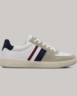 Ben Sherman Shoes^Hyde Navy Stripe Sneaker - White