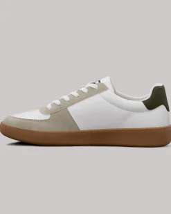 Ben Sherman Shoes^Hyde Olive Stripe Sneaker - White