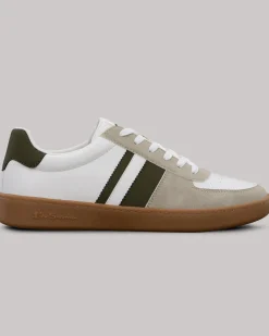 Ben Sherman Shoes^Hyde Olive Stripe Sneaker - White