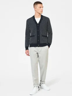 Ben Sherman Sweaters & Knits^Jacquard Stripe Knit Cardigan Dark Navy