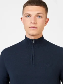 Ben Sherman Sweaters & Knits^Merino Knit Half-Zip Sweater - Dark Navy
