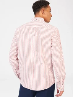 Ben Sherman Shirts^Recycled Cotton Oxford Stripe Shirt Burnt Orange