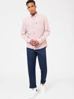 Ben Sherman Shirts^Recycled Cotton Oxford Stripe Shirt Burnt Orange