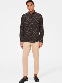 Ben Sherman Shirts^Retro Floral Print Corduroy Shirt Black