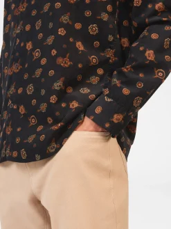 Ben Sherman Shirts^Retro Floral Print Corduroy Shirt Black