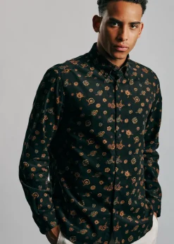 Ben Sherman Shirts^Retro Floral Print Corduroy Shirt Black