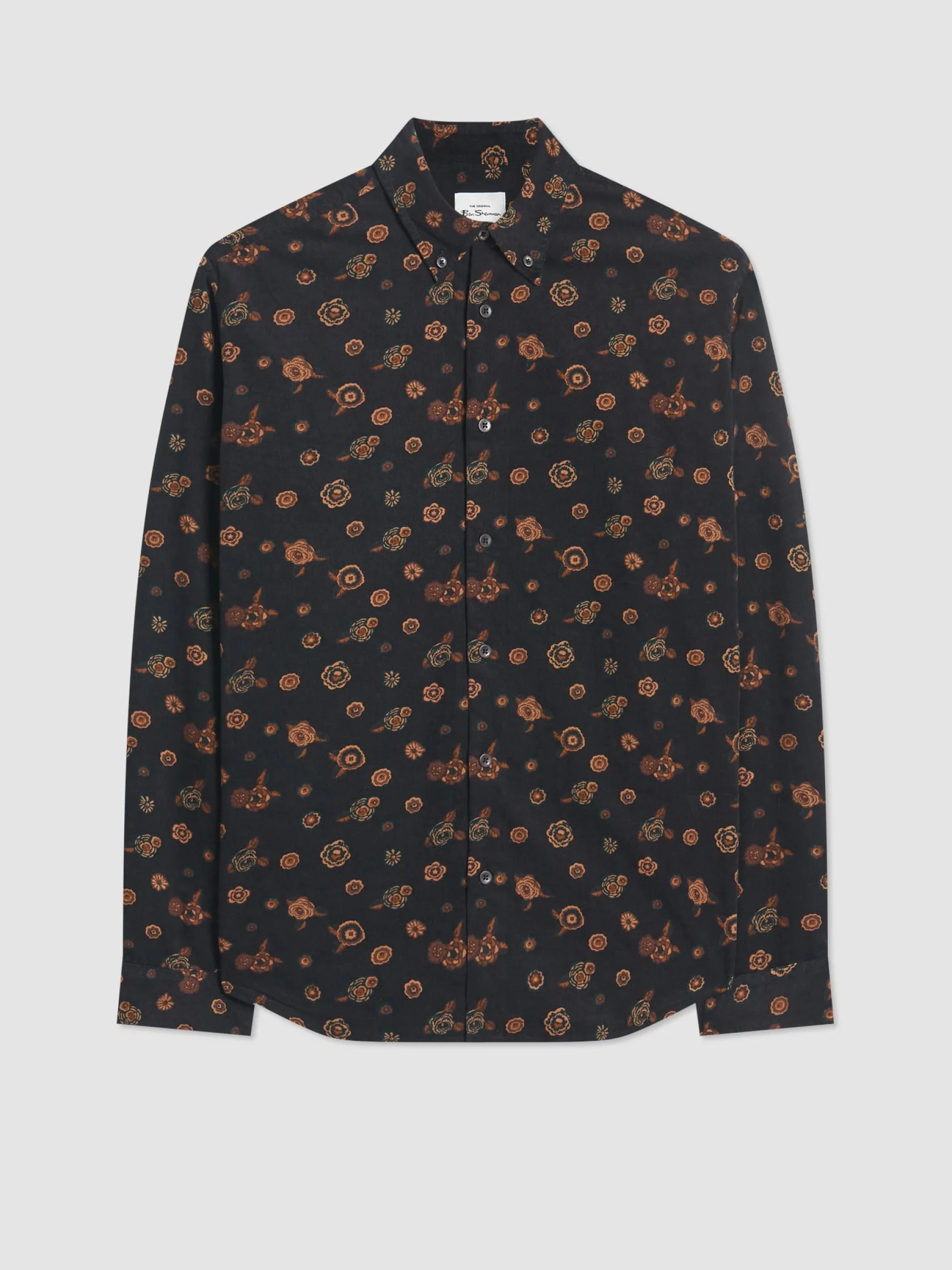 Ben Sherman Shirts^Retro Floral Print Corduroy Shirt Black
