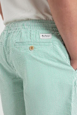 Ben Sherman Pants & Shorts^Seersucker Bengal Stripe Short - Green Green/Ecru