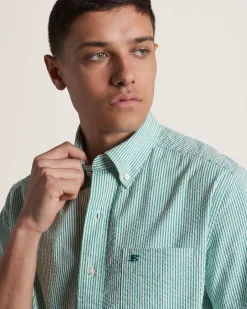 Ben Sherman Shirts^Seersucker Bengal Stripe Shirt - Green Green/Ecru