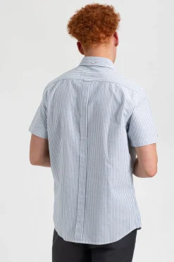 Ben Sherman Shirts^Short Sleeve Brighton Oxford Organic Shirt - Indigo Bengal Stripe