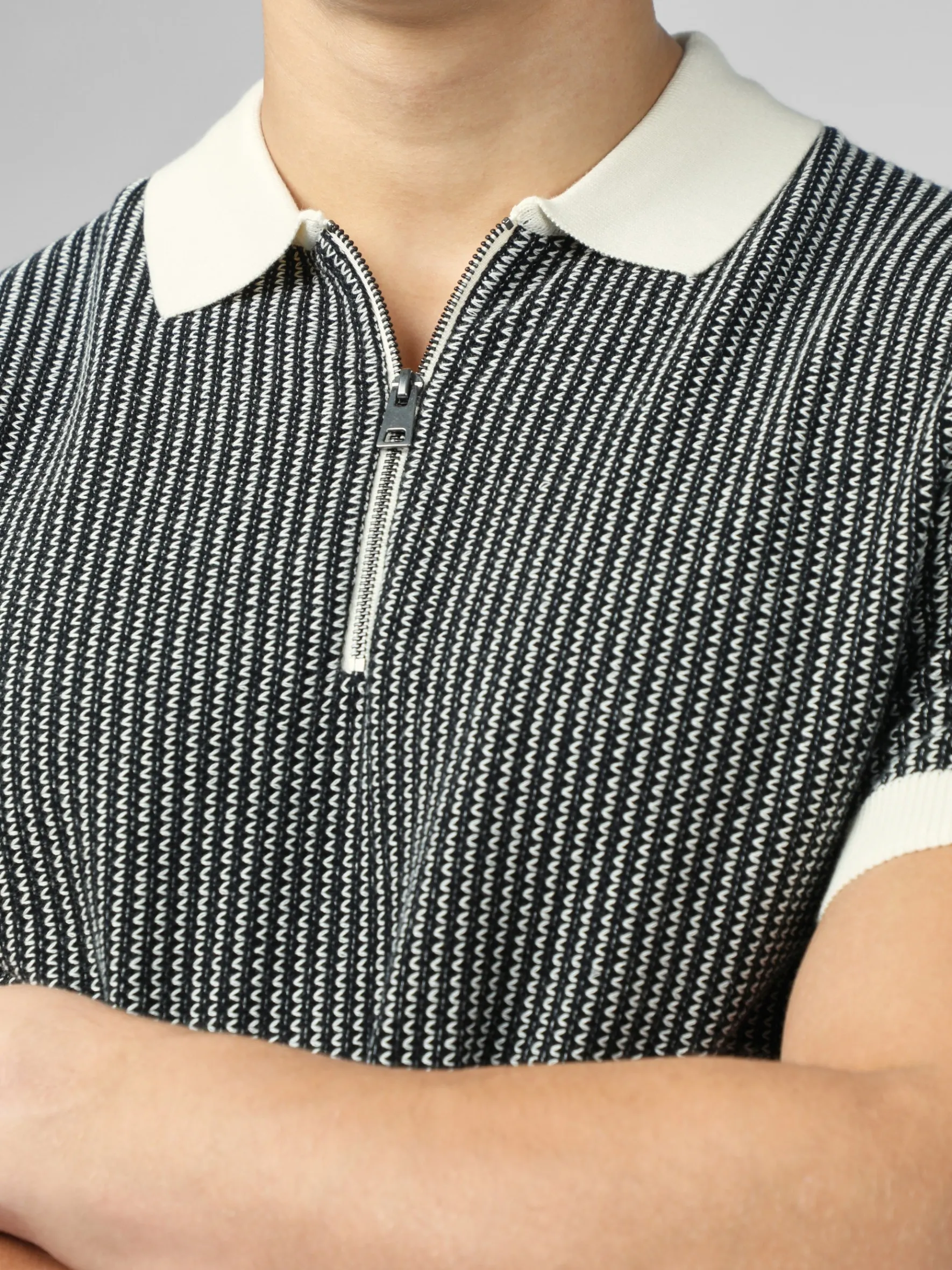 Ben Sherman Sweaters & Knits^Signature Bicolor Zip Neck Polo - Ivory
