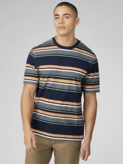 Ben Sherman T-Shirts & Tees^Signature Engineered Stripe Tee - Dark Navy