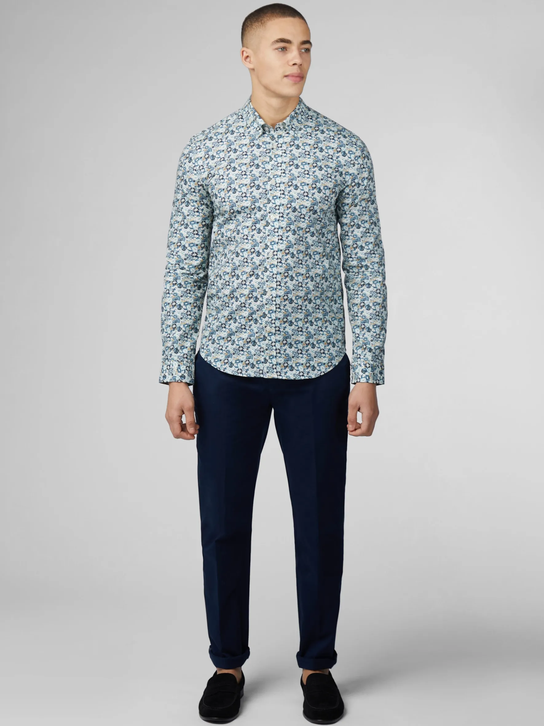 Ben Sherman Shirts^Signature Multicolor Floral Print Shirt - Petrol
