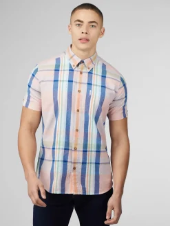 Ben Sherman Shirts^Signature Seersucker Check Shirt - Pale Pink