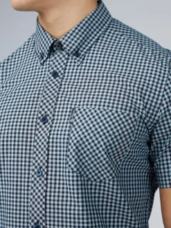 Ben Sherman Shirts^Signature Short Sleeve Gingham Shirt - Petrol