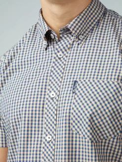 Ben Sherman Shirts^Signature Short Sleeve Gingham Shirt - Copper Orange