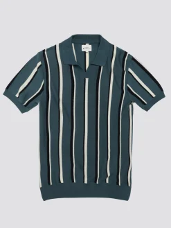 Ben Sherman Sweaters & Knits^Signature Vertical Stripe Open Neck Polo - Teal