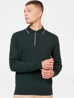 Ben Sherman Sweaters & Knits^Tipped Merino Knit Sweater Polo Dark Green