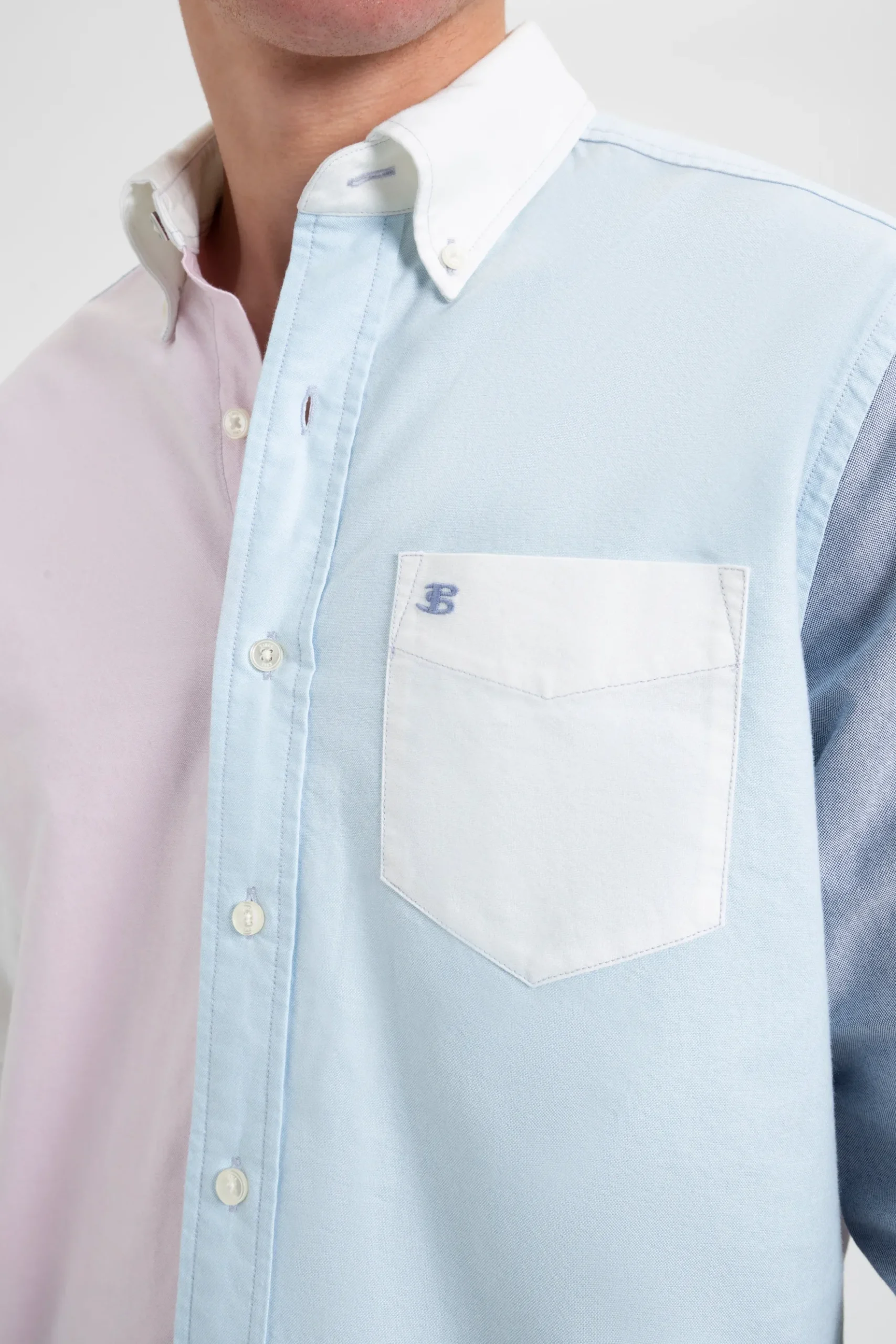 Ben Sherman Shirts^Varsity Oxford Color Blocked Organic Shirt Washed Pink