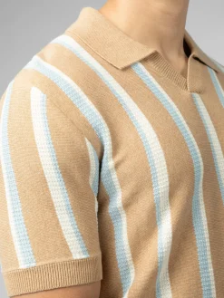 Ben Sherman Sweaters & Knits^Vertical Stripe Open Neck Polo - Stone