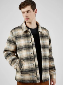 Ben Sherman Outerwear & Jackets^Wool Blend Check Coach Jacket Camel Check