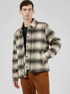 Ben Sherman Outerwear & Jackets^Wool Blend Check Coach Jacket Camel Check